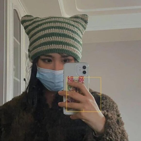 Crochet Hats for Women Cat Beanie Vintage Fox Hat Grunge Slouchy Beanies main image 4